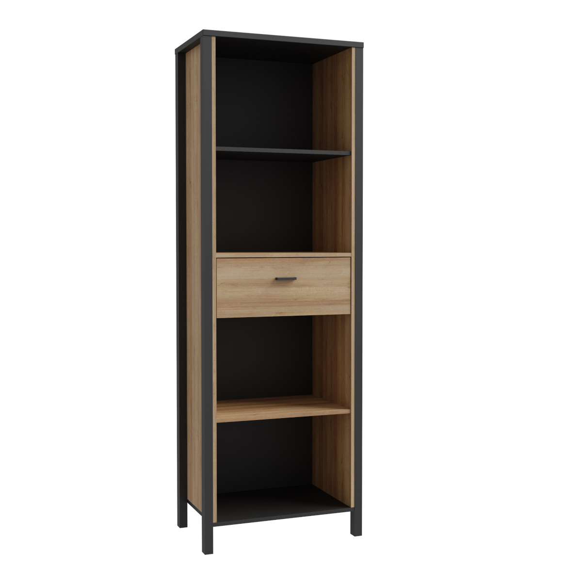 High Rock Shelf Unit in Matt Black and Riviera Oak